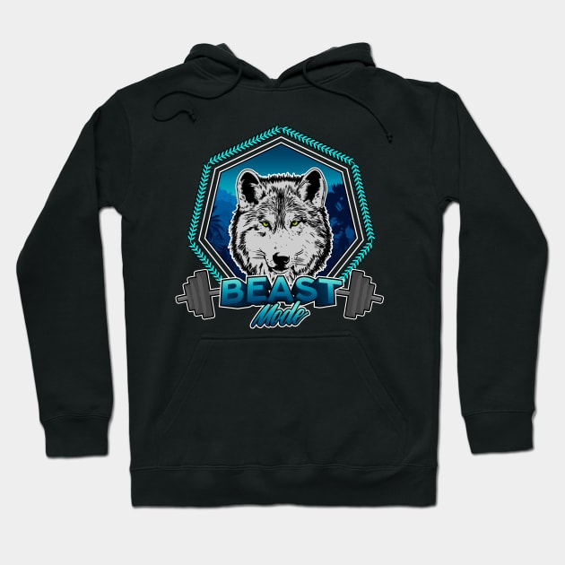 Wolf Illustration, fitness beast mode training Hoodie by Drumsartco